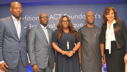 (L-r): Aigboje Aig-Imoukhuede, Keynote speaker; Tunde Folawiyo, chairman; Osayi Alile, CEO, ACT Foundation; Herbert Wigwe, MD/CEO, Access Bank; and Clare Omatseye, ACT Foundation, board member, at the maiden edition of ACT Foundation's breakfast dialogue on Friday.